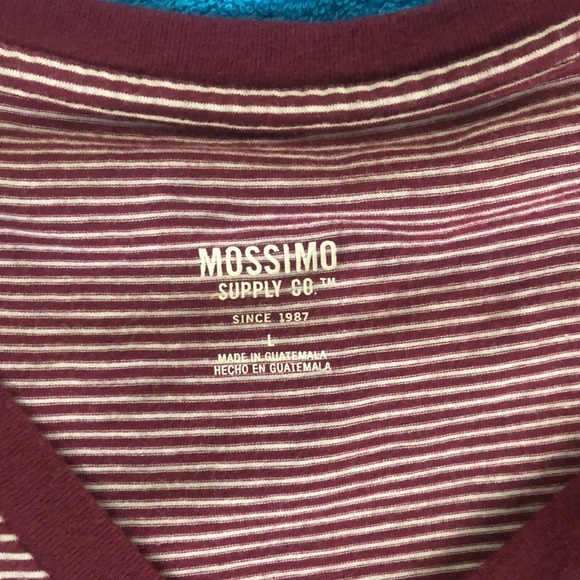 Target Mossimo Maroon and White Striped V-neck - Picture 2 of 3